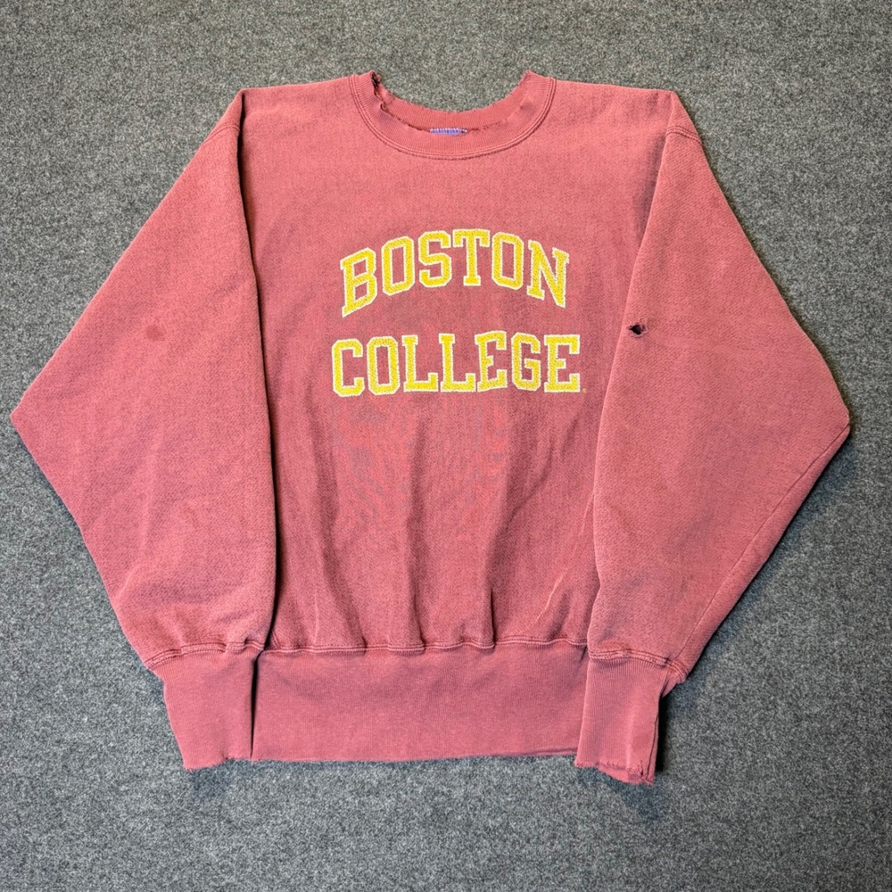 Vintage Champion Sweatshirt Mens L Maroon Boston College Reverse Weave Pullover